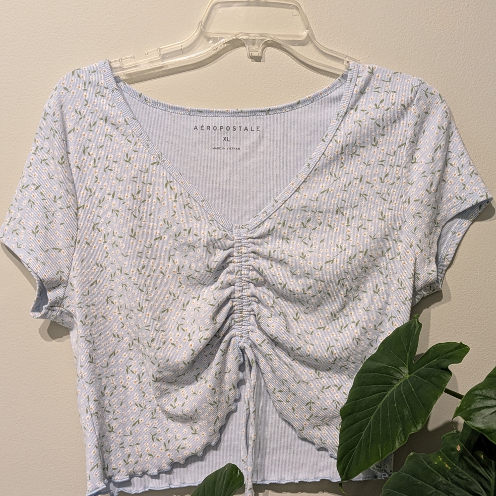 Aeropostale Multicolored Ruched Crop Blouse